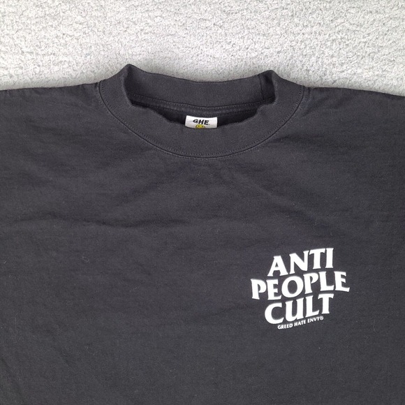 Anti People Cult T-Shirt Mens Large Black USA Made GHE Greed Hate Envy - Picture 4 of 12